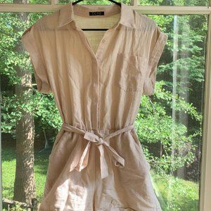 Beige Linen Vintage Romper